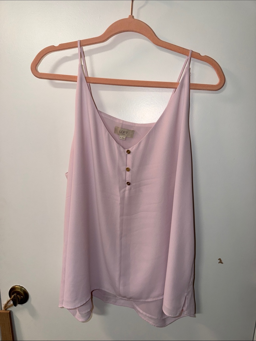 LOFT Pale Pink Button-Front Spaghetti Strap Camisole